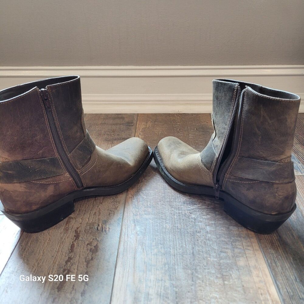 Leather Western Harness Pull On Men's Boots 9.5 Vintage Frye Maybe SB9 - Picture 8 of 12